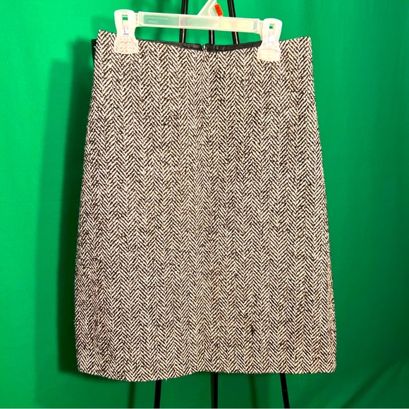 Size12 Wool/Leather Black/Grey Skirt Back Zipper Made in USA by Shelli Segal - Picture 1 of 11